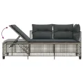 Salon de jardin d'angle avec coussins 3 pcs gris résine tressée