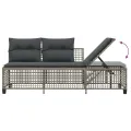 Salon de jardin d'angle avec coussins 3 pcs gris résine tressée