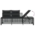 Salon de jardin d'angle 3 pcs avec coussins noir résine tressée