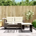 Salon de jardin avec coussins 3 pcs marron résine tressée