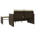 Salon de jardin avec coussins 3 pcs marron résine tressée