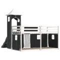 Lit superposé sans matelas avec toboggan blanc noir 90x190 cm