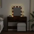 Coiffeuse avec LED chêne fumé 100x40x130 cm