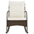 Chaise à bascule de jardin avec coussins marron résine tressée