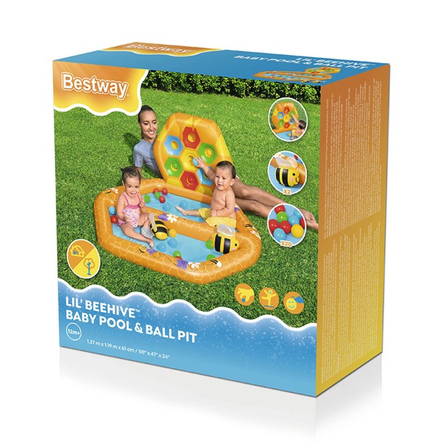 Bestway Piscina Hinchable Infantil Abejas con Bolas 127x119x61 cm +12