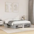 Cadre de lit sans matelas gris béton 135x190 cm bois ingénierie