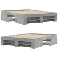 Cadre de lit sans matelas gris béton 135x190 cm bois ingénierie