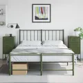 Tables de chevet 2 pcs vert olive 36x39x78 cm acier