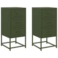 Tables de chevet 2 pcs vert olive 36x39x78 cm acier