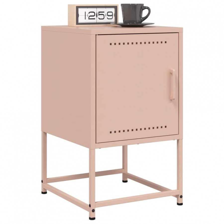 Tables de chevet 2 pcs rose 36x39x60,5 cm acier