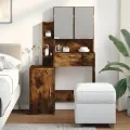 Coiffeuse avec armoire chêne fumé 80x35x132 cm