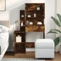 Coiffeuse avec armoire chêne fumé 80x35x132 cm