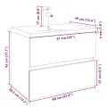 Ensemble de meubles de bain 2pcs céramique et bois d'ingénierie