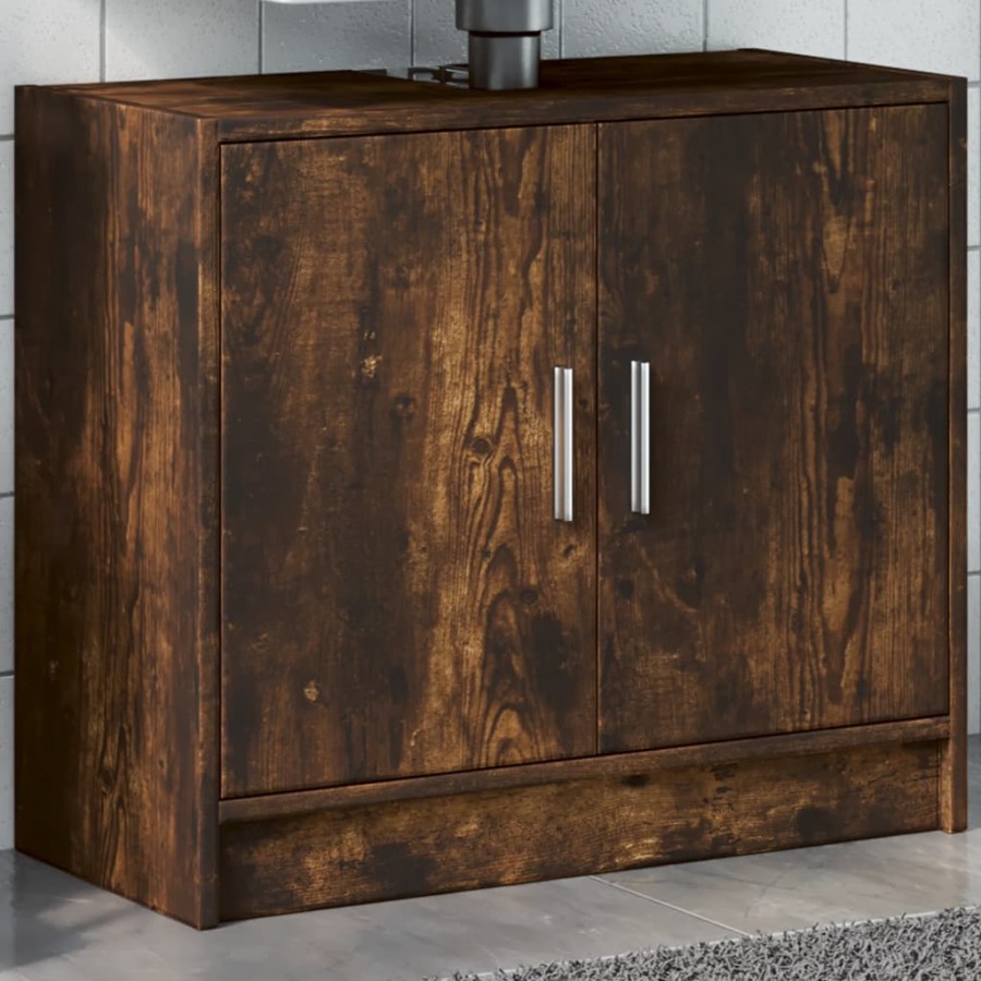 Armoire de lavabo chêne fumé 63x29x55 cm bois d'ingénierie