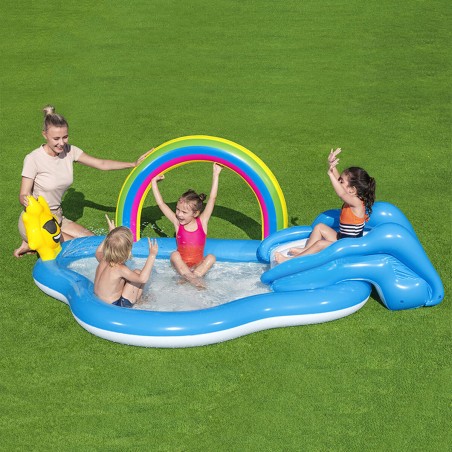 Bestway Piscina Gonfiabile Parco Giochi Arcobaleno 257x145x91 cm +2 An