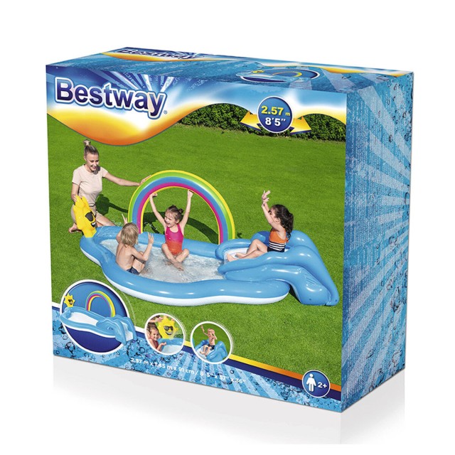 Bestway Piscina Gonfiabile Parco Giochi Arcobaleno 257x145x91 cm +2 An