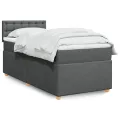 cadre de lit avec matelas Gris foncé 80x200 cm Tissu