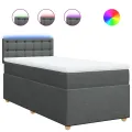 cadre de lit avec matelas Gris foncé 80x200 cm Tissu