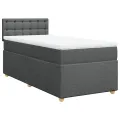 cadre de lit avec matelas Gris foncé 80x200 cm Tissu