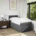 cadre de lit avec matelas Gris foncé 80x200 cm Tissu