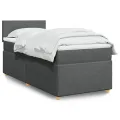 cadre de lit avec matelas Gris foncé 80x200 cm Tissu