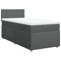 cadre de lit avec matelas Gris foncé 80x200 cm Tissu