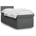 cadre de lit avec matelas Gris foncé 80x200 cm Tissu