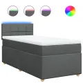 cadre de lit avec matelas Gris foncé 80x200 cm Tissu