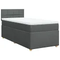 cadre de lit avec matelas Gris foncé 80x200 cm Tissu