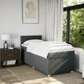 cadre de lit avec matelas Gris foncé 80x200 cm Tissu