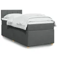 cadre de lit avec matelas Gris foncé 80x200 cm Tissu