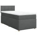 cadre de lit avec matelas Gris foncé 80x200 cm Tissu