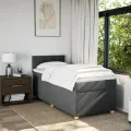 cadre de lit avec matelas Gris foncé 80x200 cm Tissu