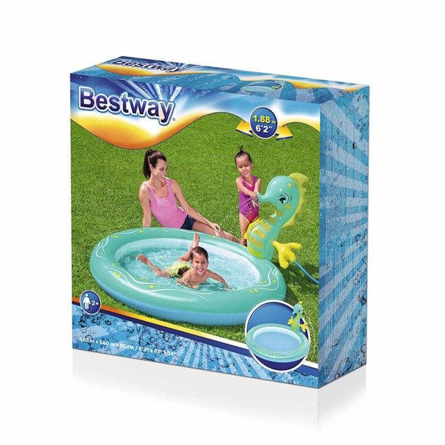 Bestway Piscina Gonfiabile per Bambini Getto Cavallo 188x160x86 cm +2