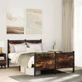 Cadre de lit en métal sans matelas chêne fumé 120x200 cm
