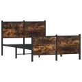 Cadre de lit en métal sans matelas chêne fumé 120x200 cm