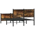 Cadre de lit en métal sans matelas chêne fumé 120x200 cm