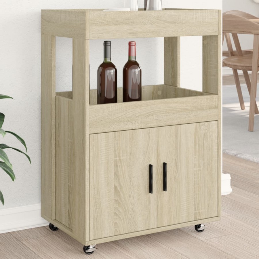 Chariot de bar chêne sonoma 60x39,5x89 cm bois d'ingénierie