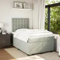 cadre de lit et matelas Gris clair 120x200cm Velours