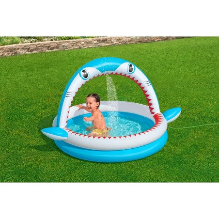 Bestway Piscine Gonflable Enfant 2 Anneaux Requin Pulvérisateur 163x1