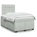 cadre de lit et matelas Gris clair 120x200cm Velours