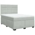 cadre de lit et matelas Gris clair 140x190cm Velours