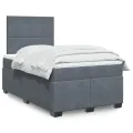 cadre de lit et matelas Gris foncé 120x200cm Velours