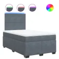 cadre de lit et matelas Gris foncé 120x200cm Velours