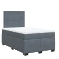 cadre de lit et matelas Gris foncé 120x200cm Velours