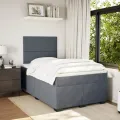 cadre de lit et matelas Gris foncé 120x200cm Velours