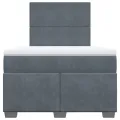 cadre de lit et matelas Gris foncé 120x200cm Velours