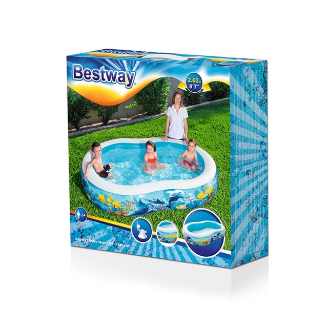 Bestway Piscine Gonflable 2 Chambres Fond Marin 262x157x46 cm +3 Ans J
