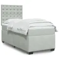 cadre de lit et matelas Gris clair 100x200cm Velours
