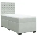 cadre de lit et matelas Gris clair 100x200cm Velours